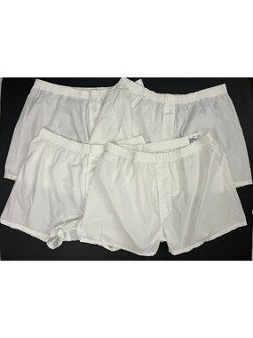 Towncraft Men's 42 White Cotton Blend Boxers Underwear Fly Front 4pr NWOT